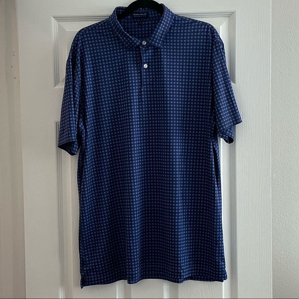 Peter Millar Navy patterned polo